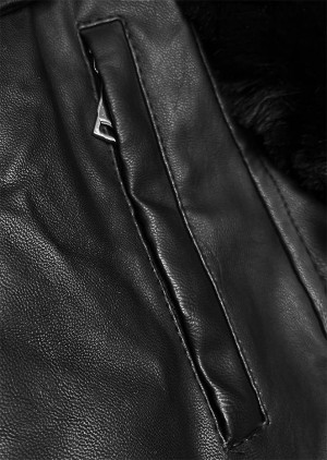 Zateplená černá bunda ramoneska s kapucí (11Z8059) černá M (38)