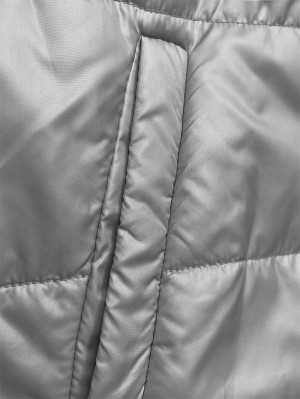 Krátká šedá dámská bunda s kapucí (B8187-9) šedá S (36)