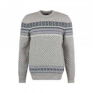 Vzorovaný svetr z jehněčí vlny Barbour Essential Fairisle Sweatshirt — Light Grey
