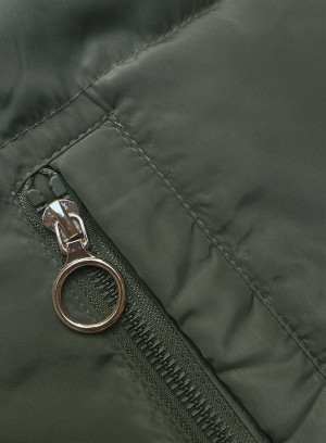 Khaki-béžová oboustranná krátká bunda s kapucí (B8181-11046) Béžová S (36)