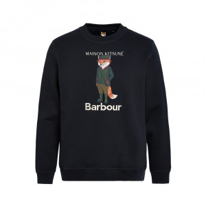 Bavlněný svetr s potiskem lišky Barbour × Maison Kitsuné Beaufort Fox Sweatshirt — Black