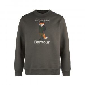 Bavlněný svetr s potiskem lišky Barbour × Maison Kitsuné Beaufort Fox Sweatshirt — Uniform Green