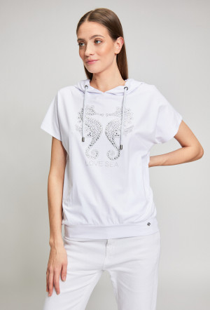 Monnari Trička Dámské tričko s kamínkovým vzorem Bílá