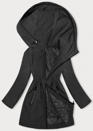 Černá dámská bunda s kapucí (B8217-1) černá S (36)