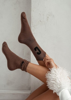 Milena 0118 písmenka C froté Dámské ponožky 37-41 béžová