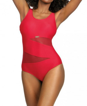 Dámské jednodílné plavky model 19143770 Fashion sport červená - Self