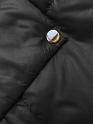Krátká černá dámská bunda s kapucí (B8216-1) černá S (36)