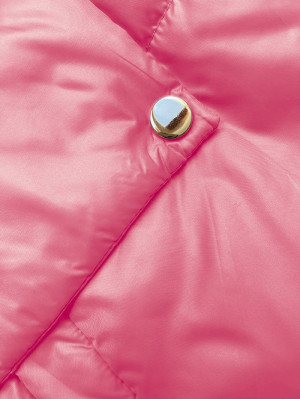 Krátká růžová dámská bunda s kapucí (B8216-51) Růžová S (36)