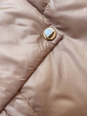 Krátká béžová dámská bunda s kapucí (B8216-83) Béžová S (36)