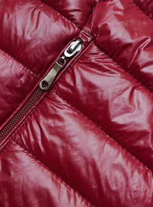 Tmavě červená prošívaná dámská bunda se stojáčkem (16M9108-06) Červená S (36)