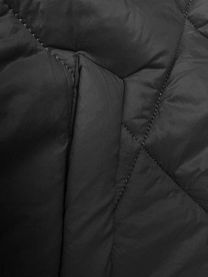 Dlouhá černá dámská bunda s kapucí (5M3171-392) černá S (36)