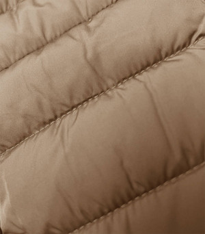 Béžová dámská prošívaná bunda s kapucí (16M9103-84) Béžová S (36)