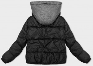 Černá dámská zimní bunda s látkovou kapucí (B8213-1) černá S (36)
