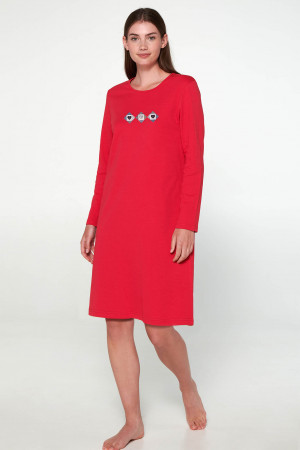 Vamp - Noční košile s dlouhým rukávem RED BERRY S 19501 - Vamp