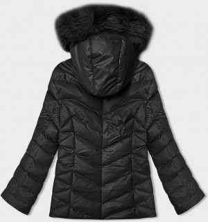 Krátká černá zimní bunda s kapucí (5M3138-392A) černá S (36)