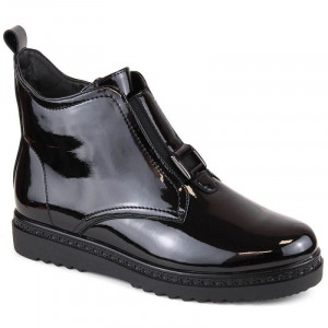 Vinceza W JAN259 černé lakované zateplené ploché boty