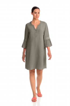 Vamp - Pohodlné jednobarevné dámské šaty GREEN SAGE S 14444 - Vamp