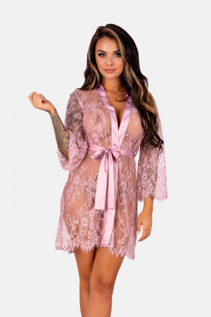 LivCo Corsetti Fashion Housecoat Sheer Pink S/M
