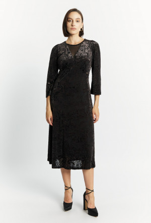Monnari Šaty Dámské šaty s velurovým vzorem Multi Black
