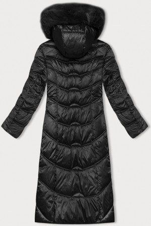 Černá dlouhá zimní bunda s kapucí S'west (B8198-1) černá S (36)