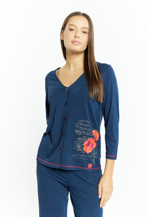 Pyžamo Monnari Viskózový pyžamový top námořnická modrá 2XL