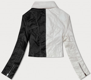 Černo-ecru dvoubarevná bunda ramoneska J Style s kapsami (11Z8108) černá S (36)