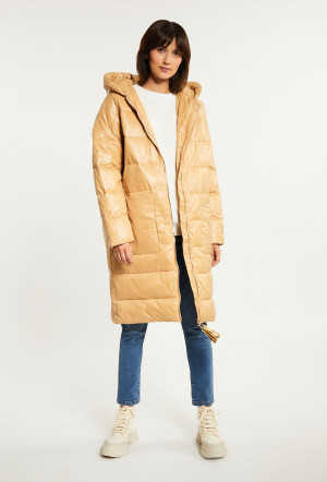 Monnari Kabáty Péřový prošívaný kabát s kapucí Light Beige