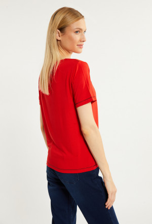 Monnari Trička Dámské tričko s ozdobným panelem Červené