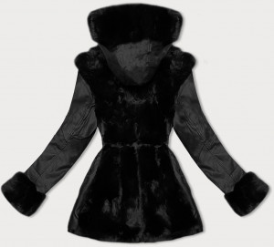 Černá dámská bunda ramoneska s kožešinou J Style (11Z8076) černá S (36)