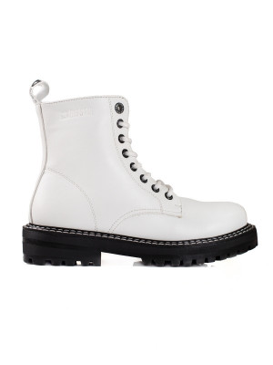 Dámské kotníčkové boty na plochém podpatku KK274539 Bílá s černou - BIG STAR bílá-černá