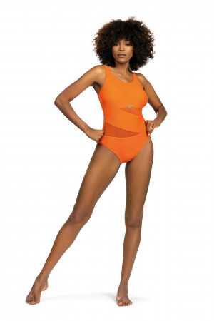 Dámské jednodílné plavky Fashion Sport S36-27 oranžové - Self
