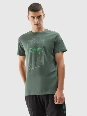 Pánské bavlněné tričko 4FAW23TTSHM0872-44S zelené - 4F 3XL